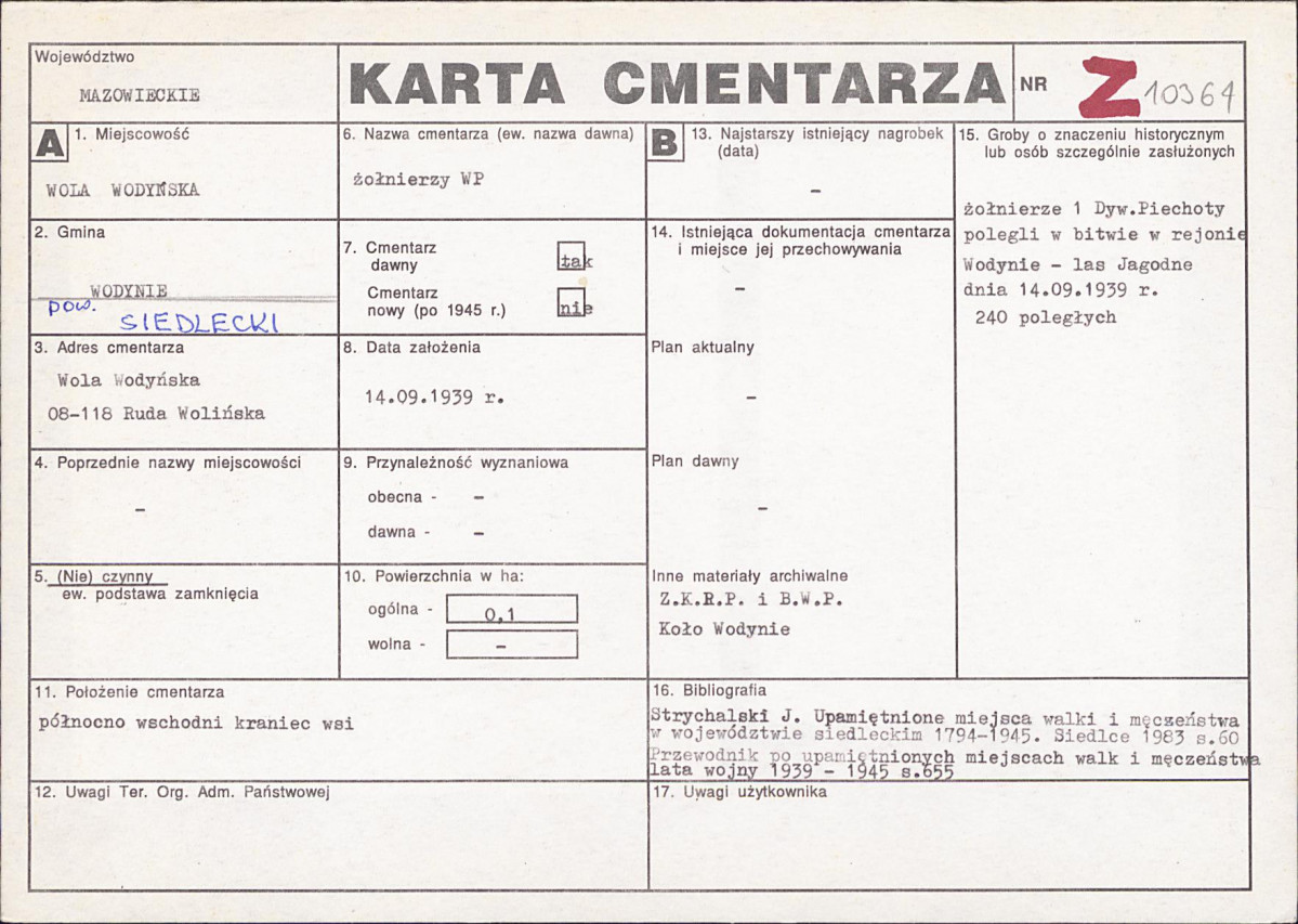 KC - Karta cmentarza, skan nr 1