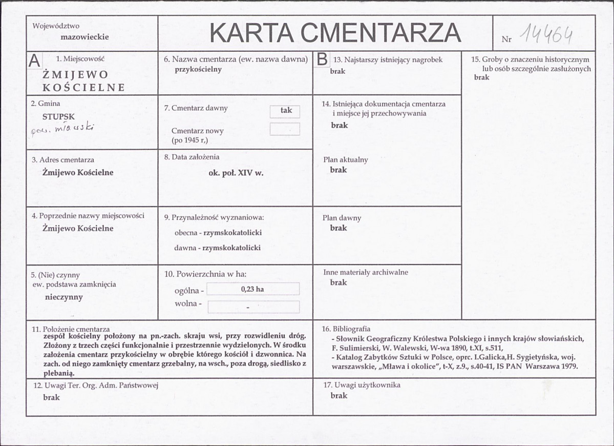 KC - Karta cmentarza, skan nr 1