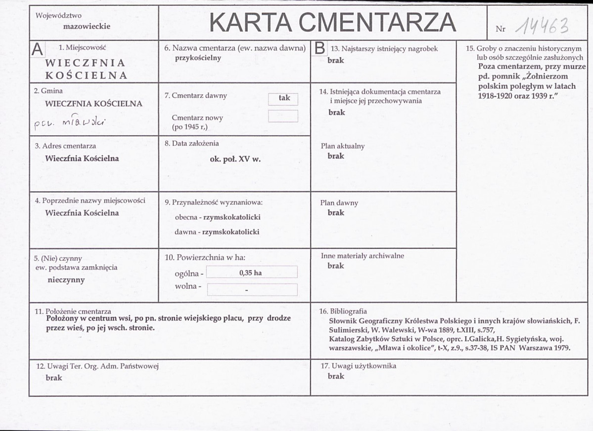 KC - Karta cmentarza, skan nr 1