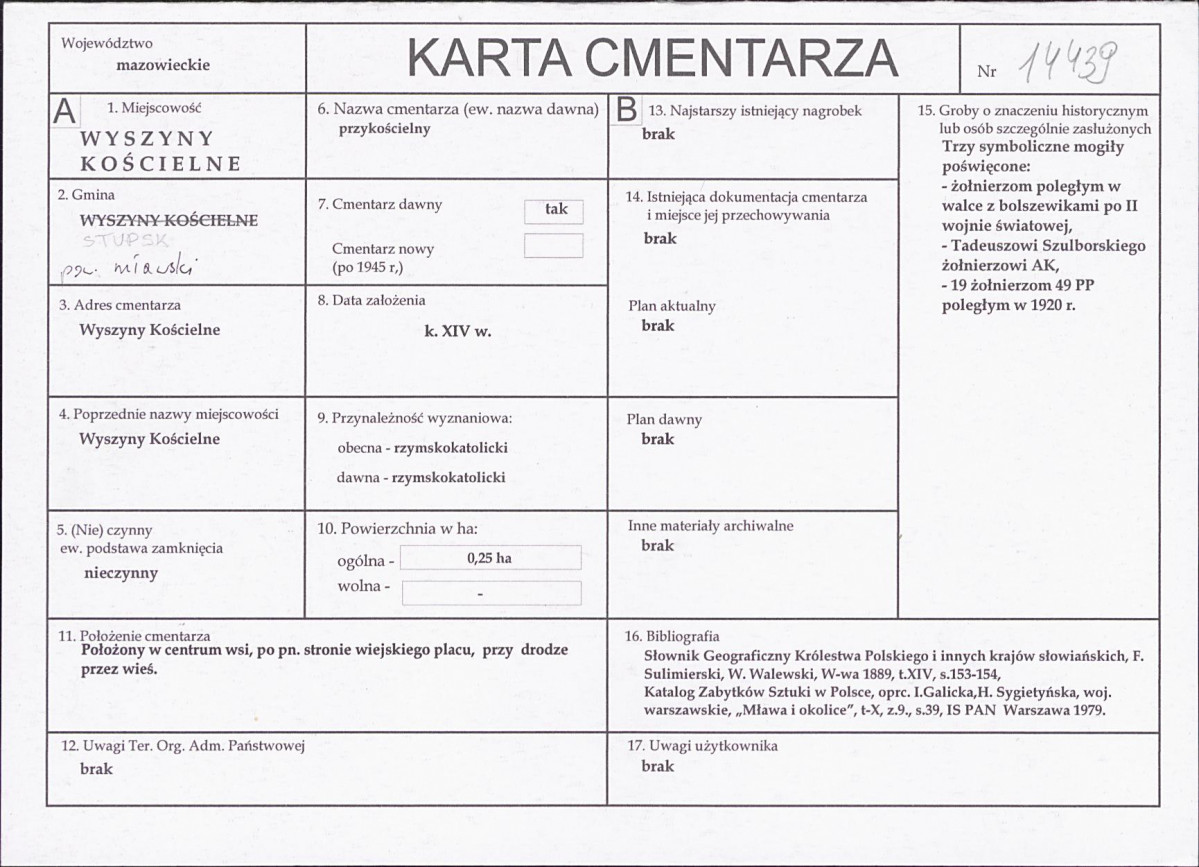KC - Karta cmentarza, skan nr 1