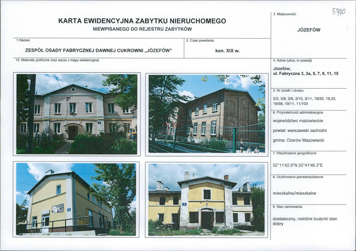 Karta obiektu niewpisanego do rejestru, skan nr 1