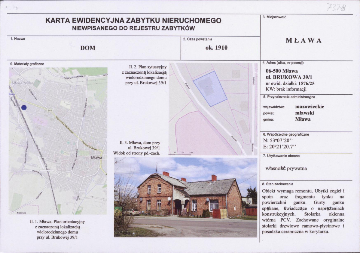 KEZN - Karta obiektu niewpisanego do rejestru, skan nr 1