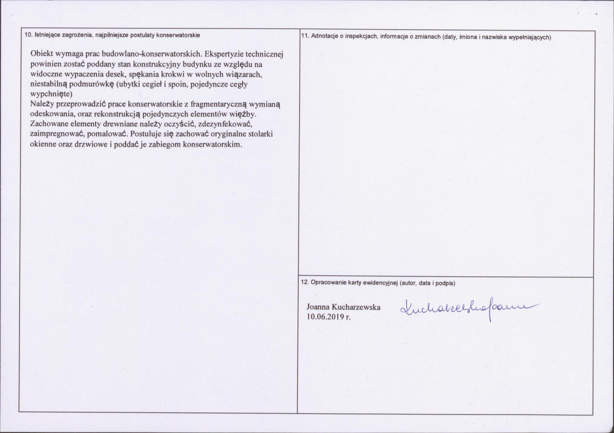 Karta obiektu niewpisanego do rejestru, skan nr 2