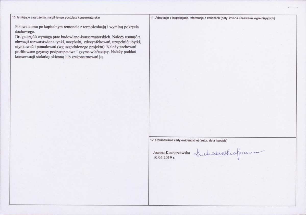 Karta obiektu niewpisanego do rejestru, skan nr 2