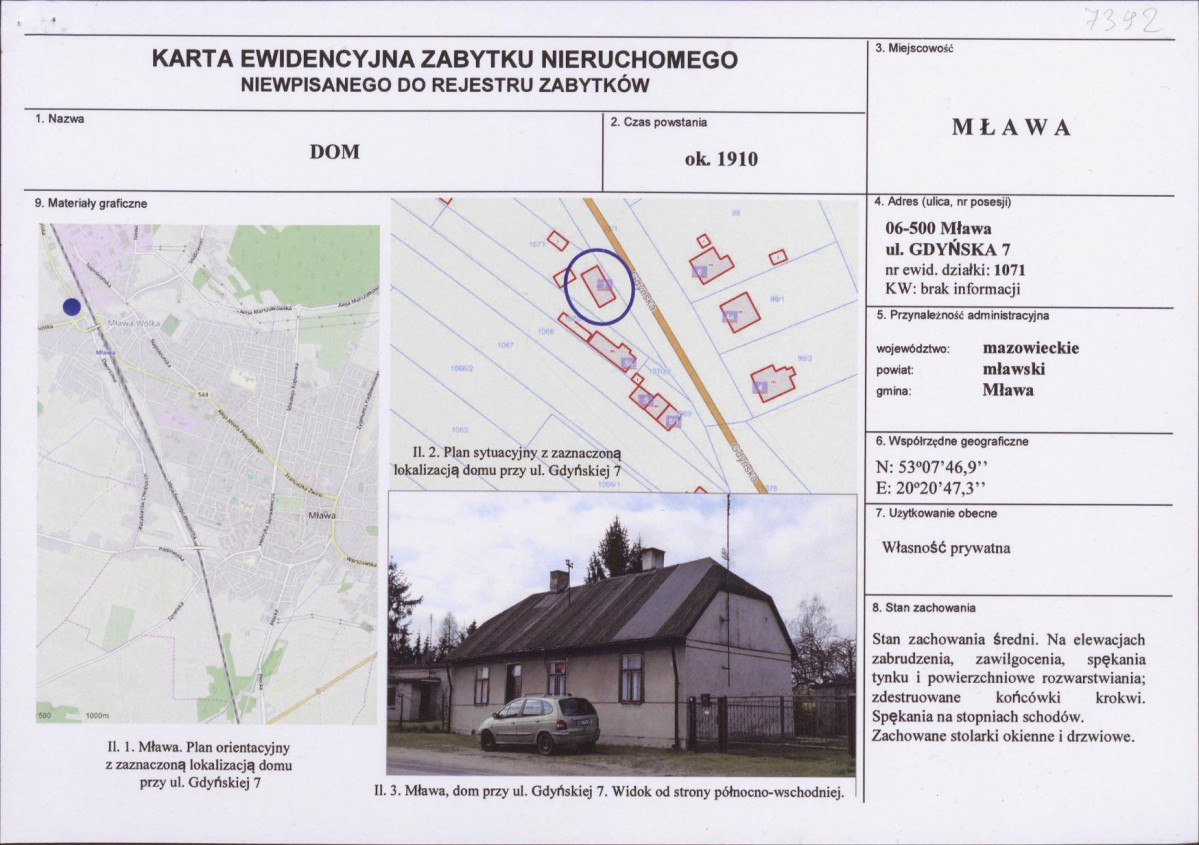 Karta obiektu niewpisanego do rejestru, skan nr 1