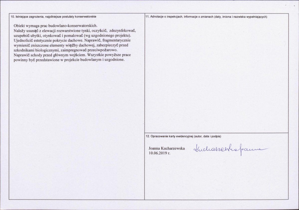 Karta obiektu niewpisanego do rejestru, skan nr 2