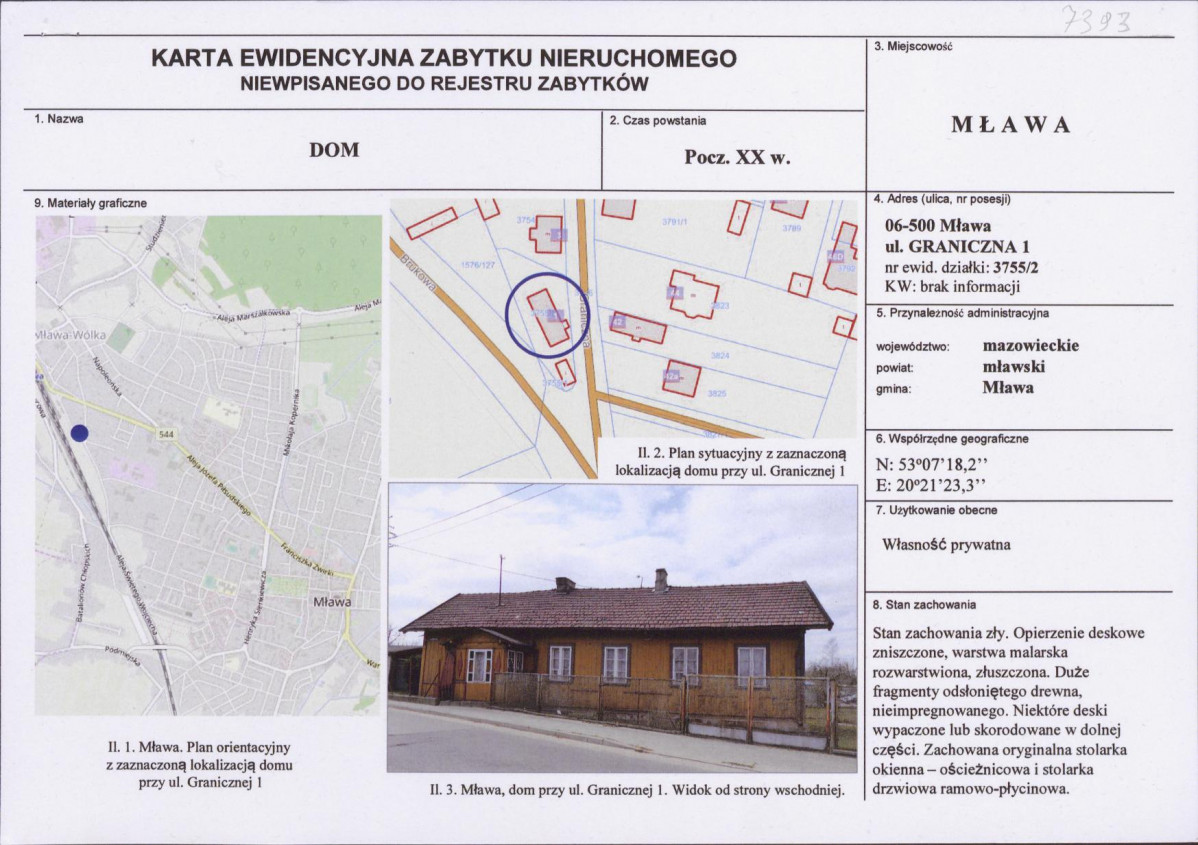 Karta obiektu niewpisanego do rejestru, skan nr 1