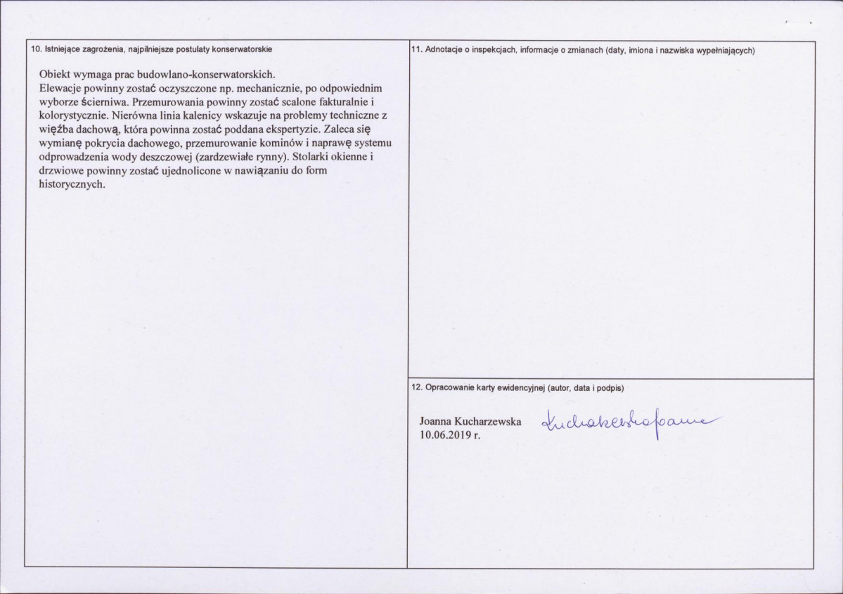Karta obiektu niewpisanego do rejestru, skan nr 2