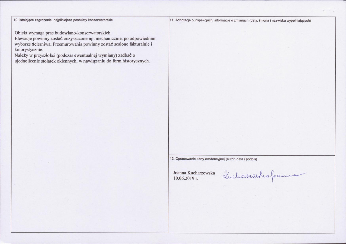 Karta obiektu niewpisanego do rejestru, skan nr 2