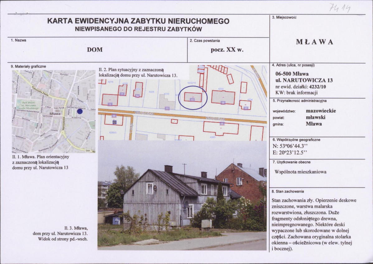 KEZN - Karta obiektu niewpisanego do rejestru, skan nr 1