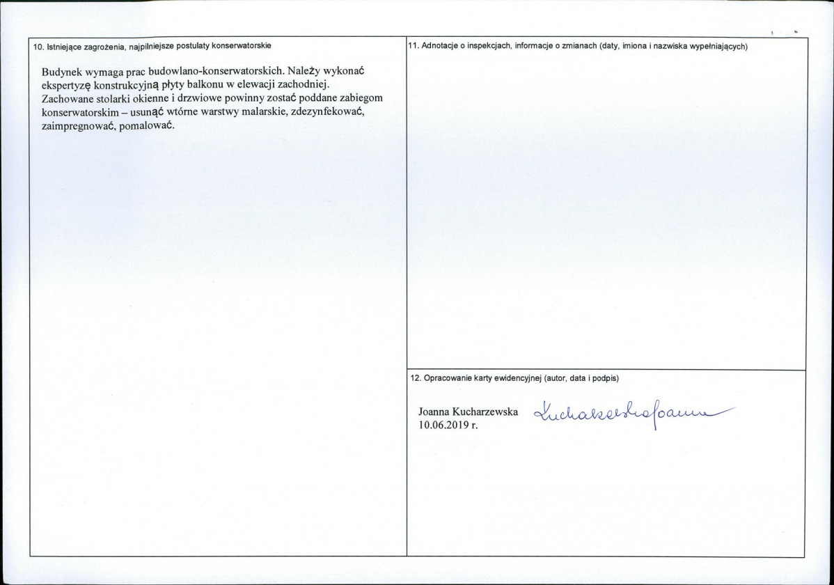 Karta obiektu niewpisanego do rejestru, skan nr 2