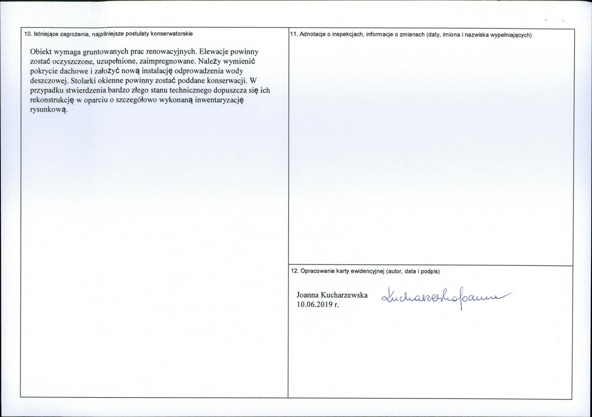 Karta obiektu niewpisanego do rejestru, skan nr 2