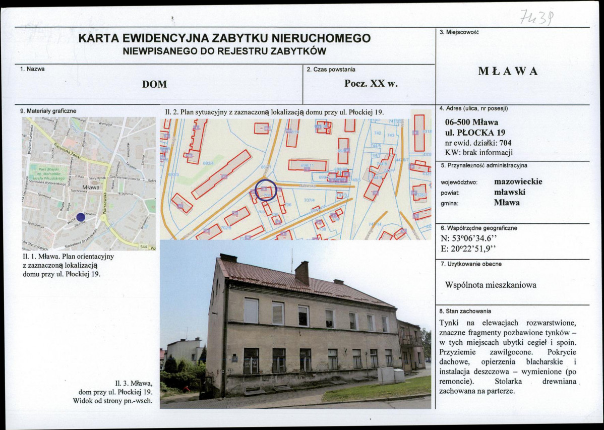 Karta obiektu niewpisanego do rejestru, skan nr 1
