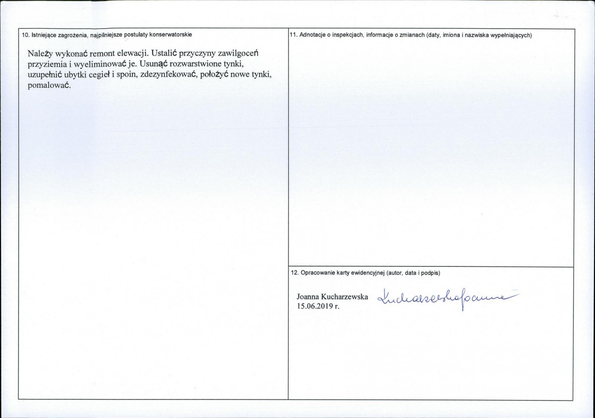Karta obiektu niewpisanego do rejestru, skan nr 2