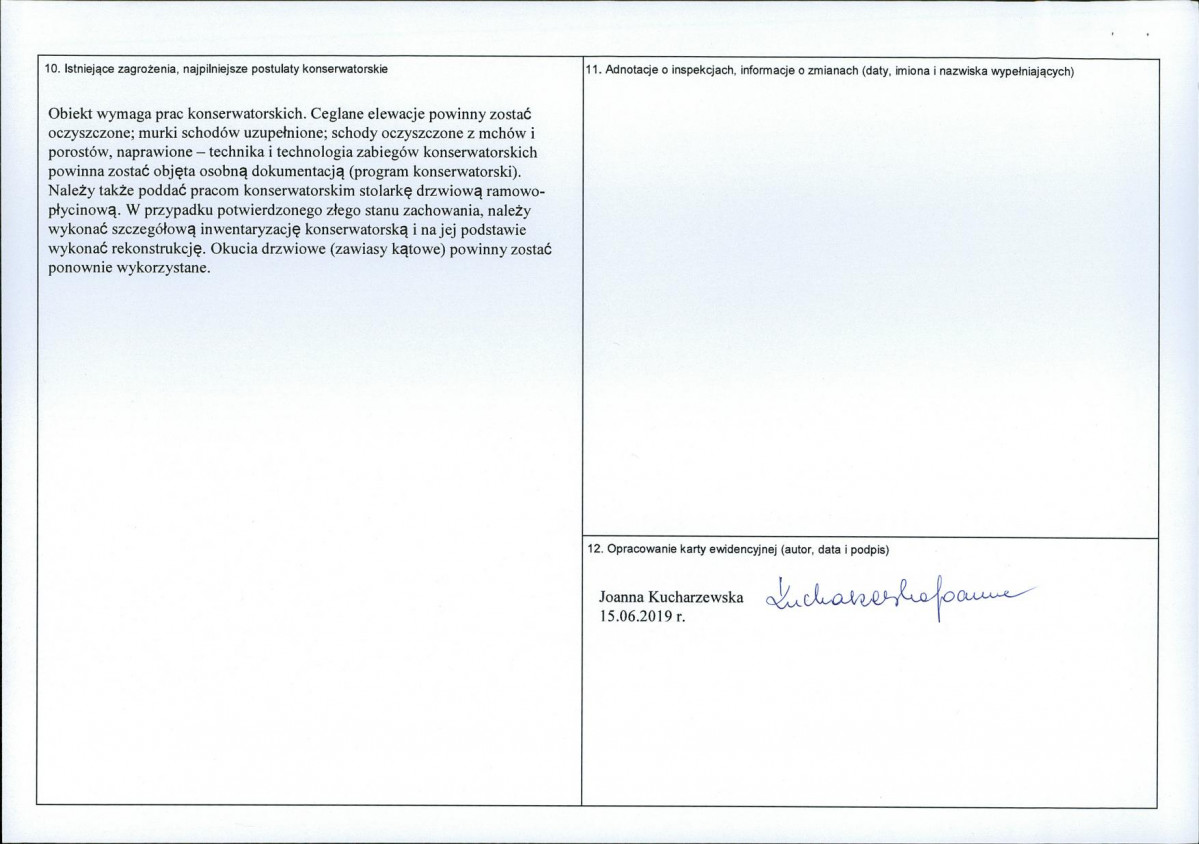 Karta obiektu niewpisanego do rejestru, skan nr 2