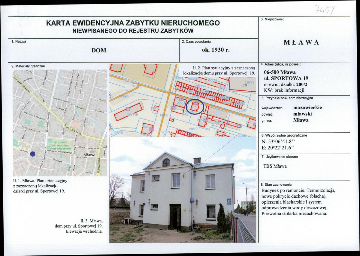 Karta obiektu niewpisanego do rejestru, skan nr 1