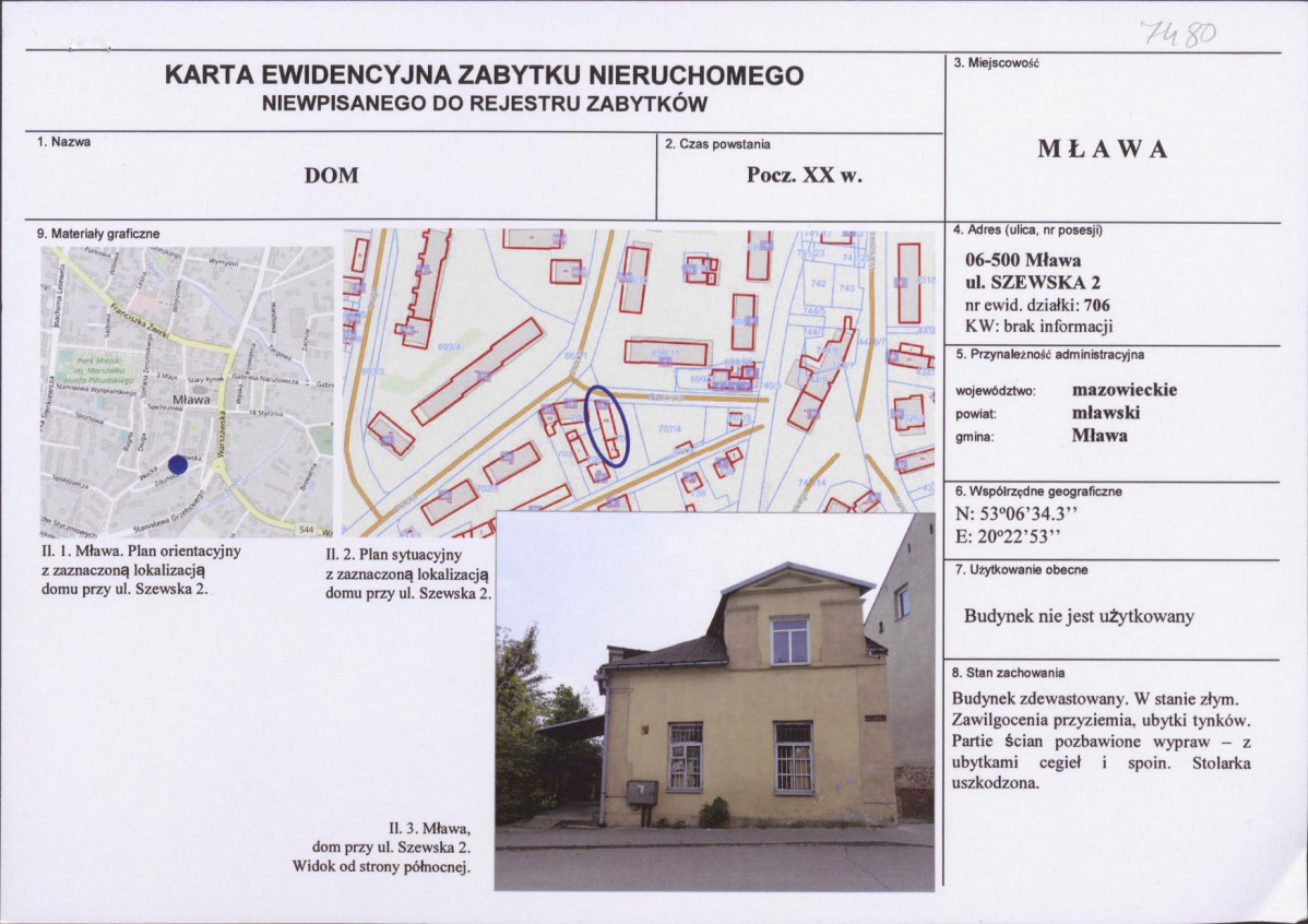 Karta obiektu niewpisanego do rejestru, skan nr 1