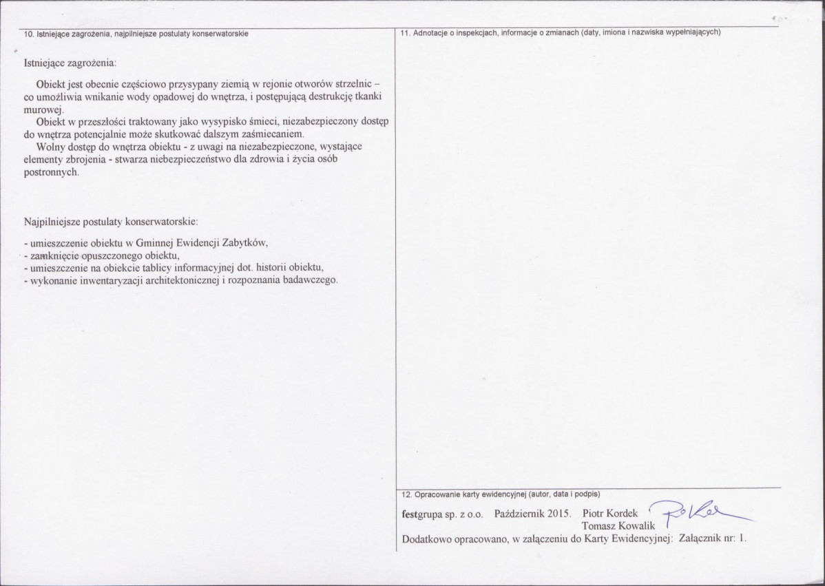 KEZN - Karta obiektu niewpisanego do rejestru, skan nr 2