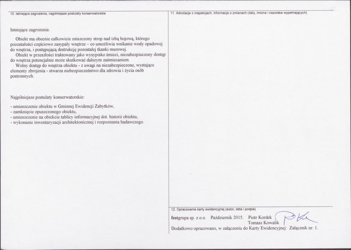 KEZN - Karta obiektu niewpisanego do rejestru, skan nr 2