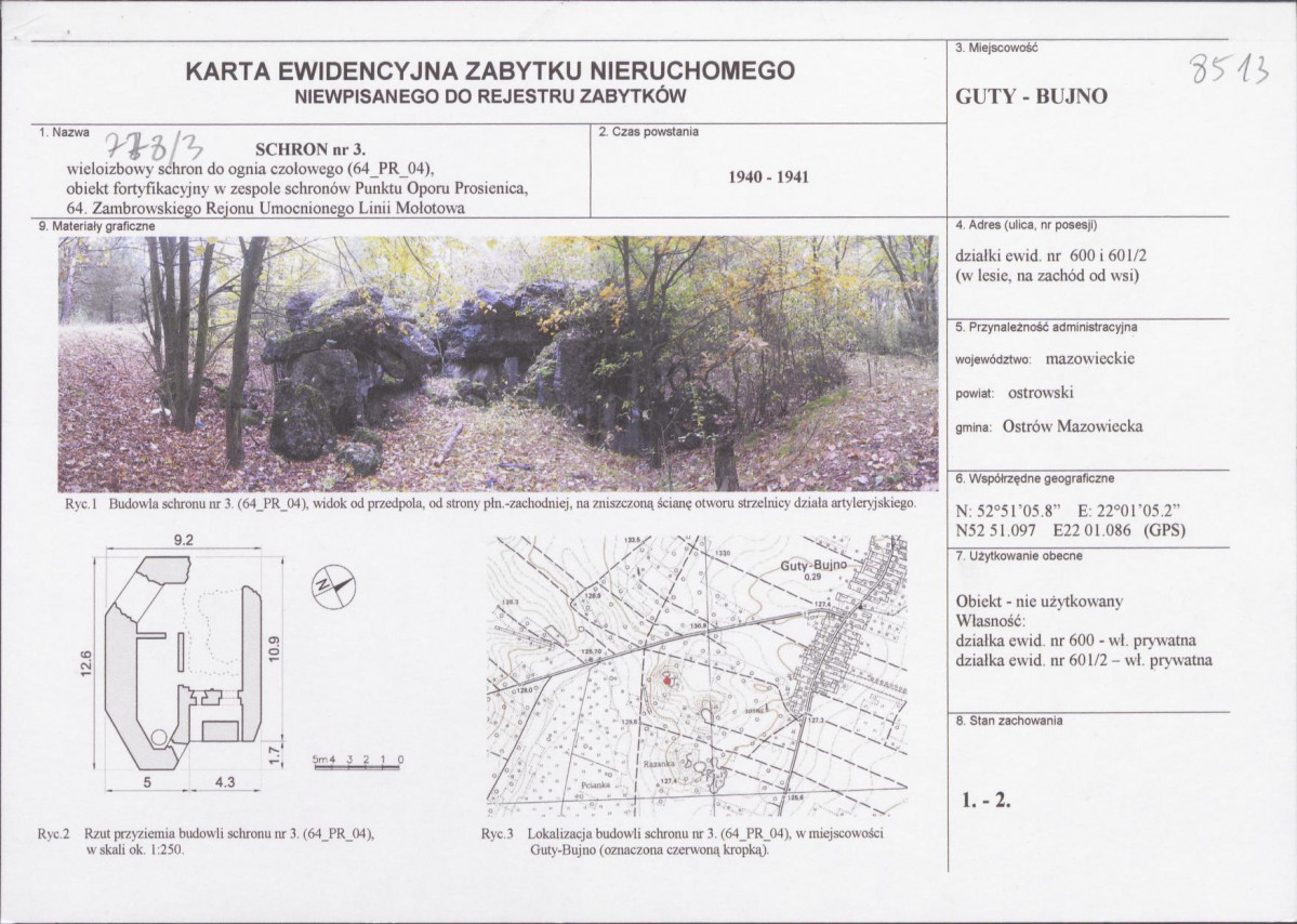 KEZN - Karta obiektu niewpisanego do rejestru, skan nr 1