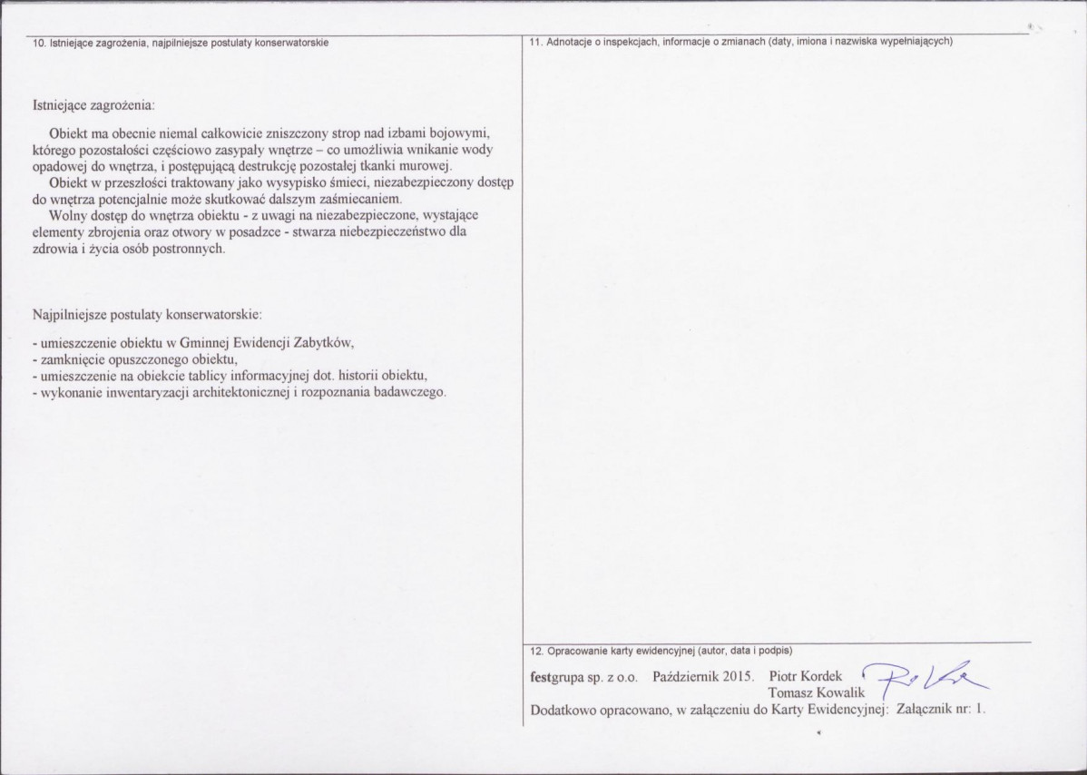 KEZN - Karta obiektu niewpisanego do rejestru, skan nr 2