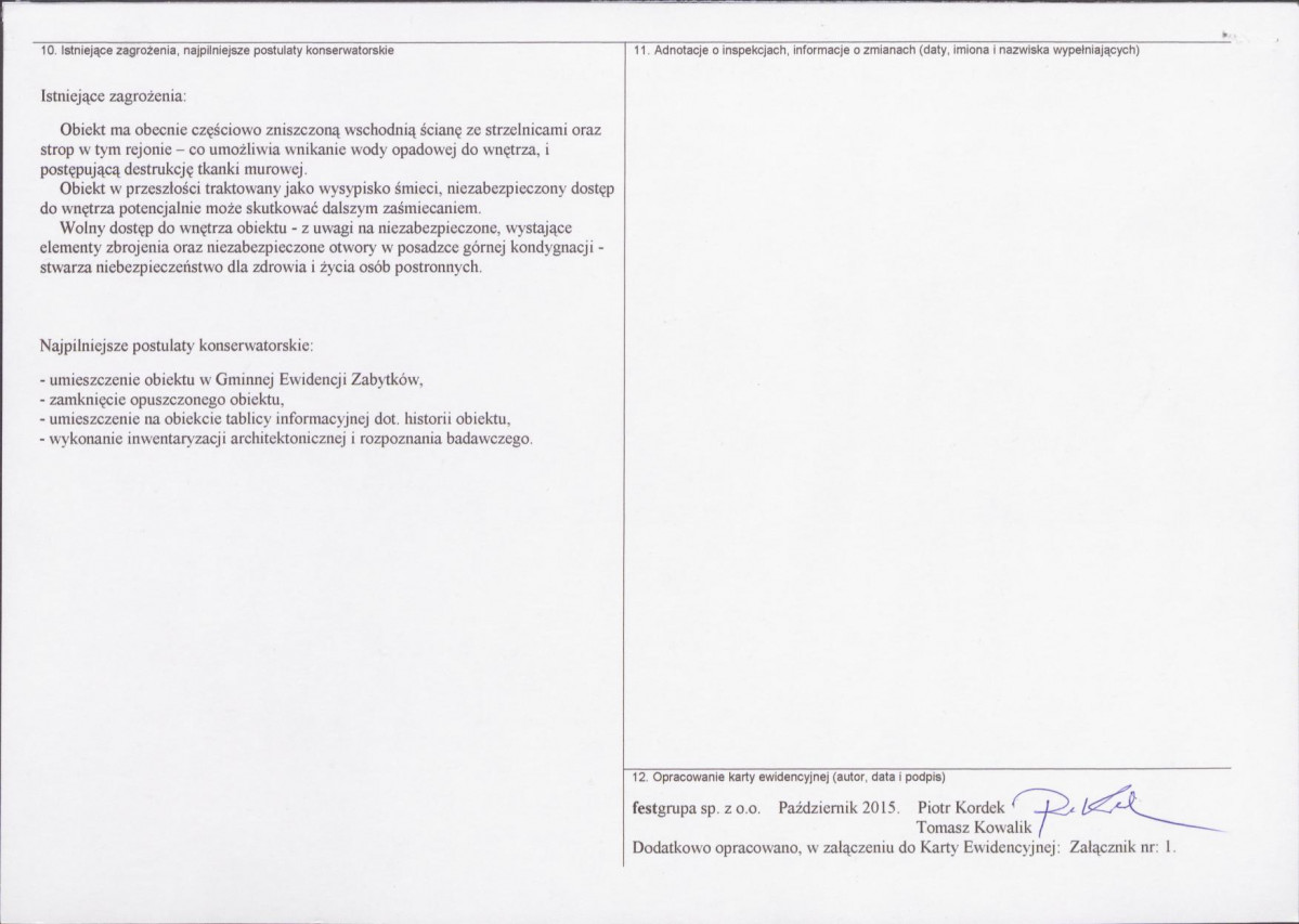 KEZN - Karta obiektu niewpisanego do rejestru, skan nr 2