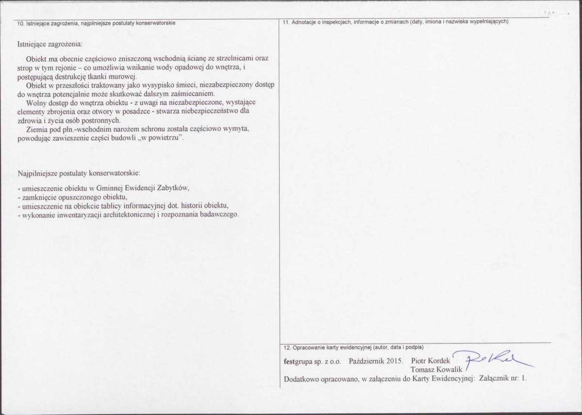 KEZN - Karta obiektu niewpisanego do rejestru, skan nr 2