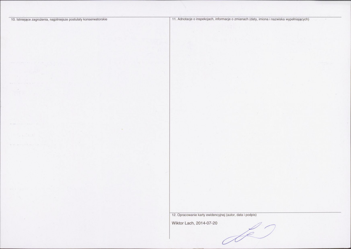 Karta obiektu niewpisanego do rejestru, skan nr 2
