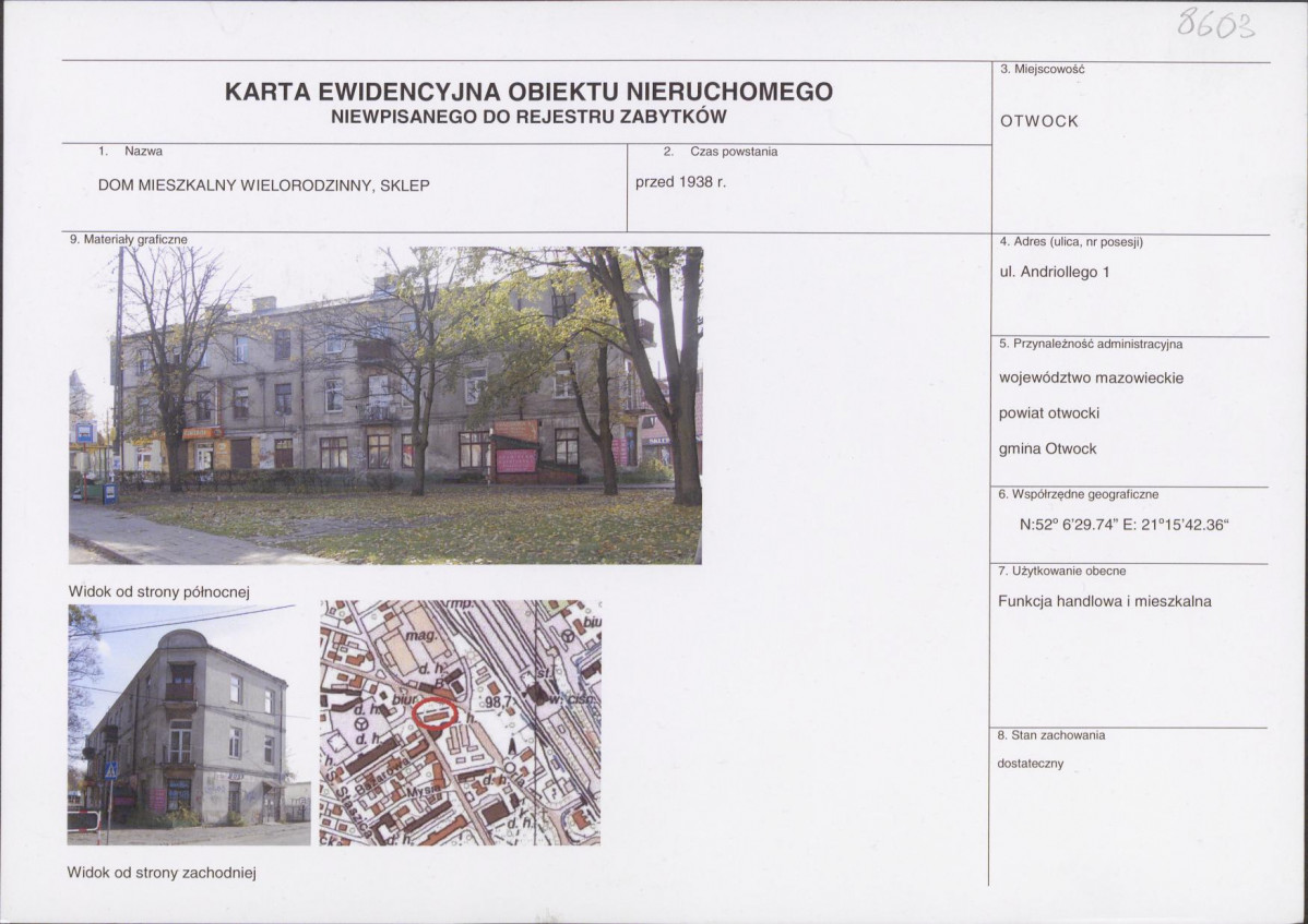 KEZN - Karta obiektu niewpisanego do rejestru, skan nr 1