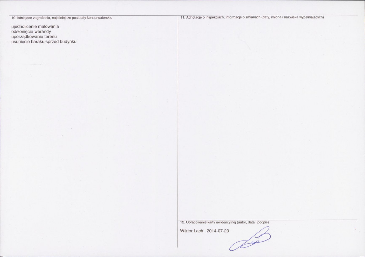 Karta obiektu niewpisanego do rejestru, skan nr 2