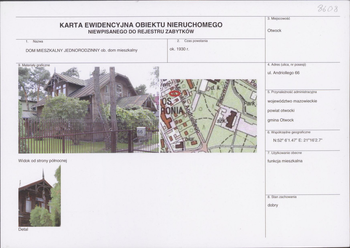 KEZN - Karta obiektu niewpisanego do rejestru, skan nr 1