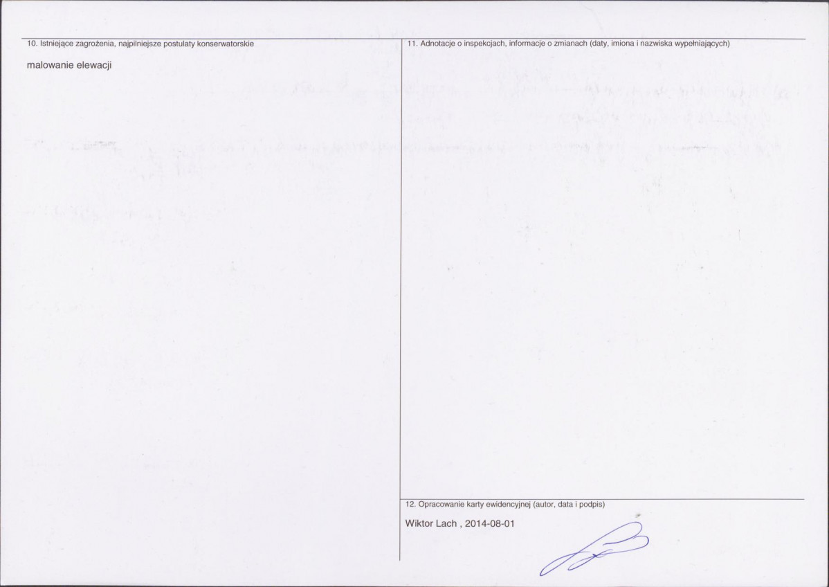 KEZN - Karta obiektu niewpisanego do rejestru, skan nr 2