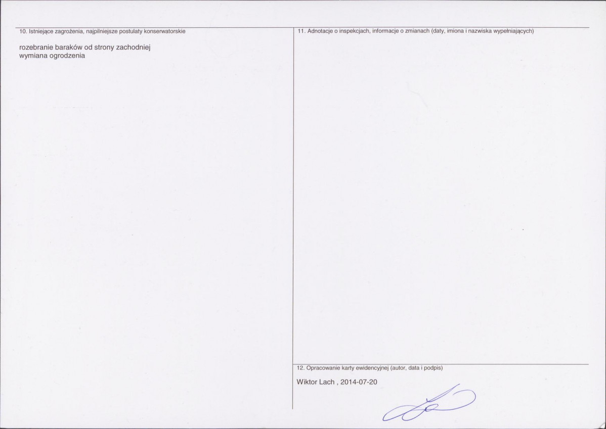 Karta obiektu niewpisanego do rejestru, skan nr 2