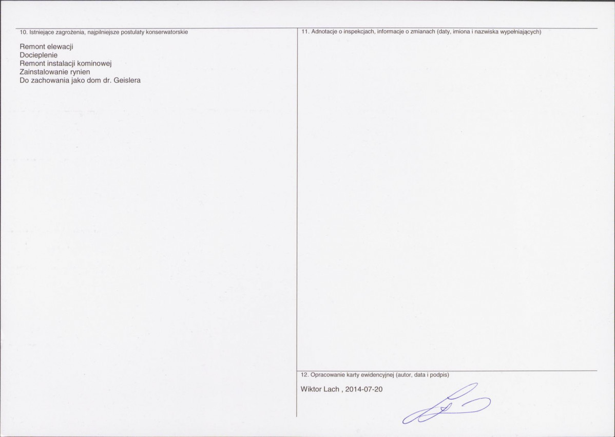 Karta obiektu niewpisanego do rejestru, skan nr 2