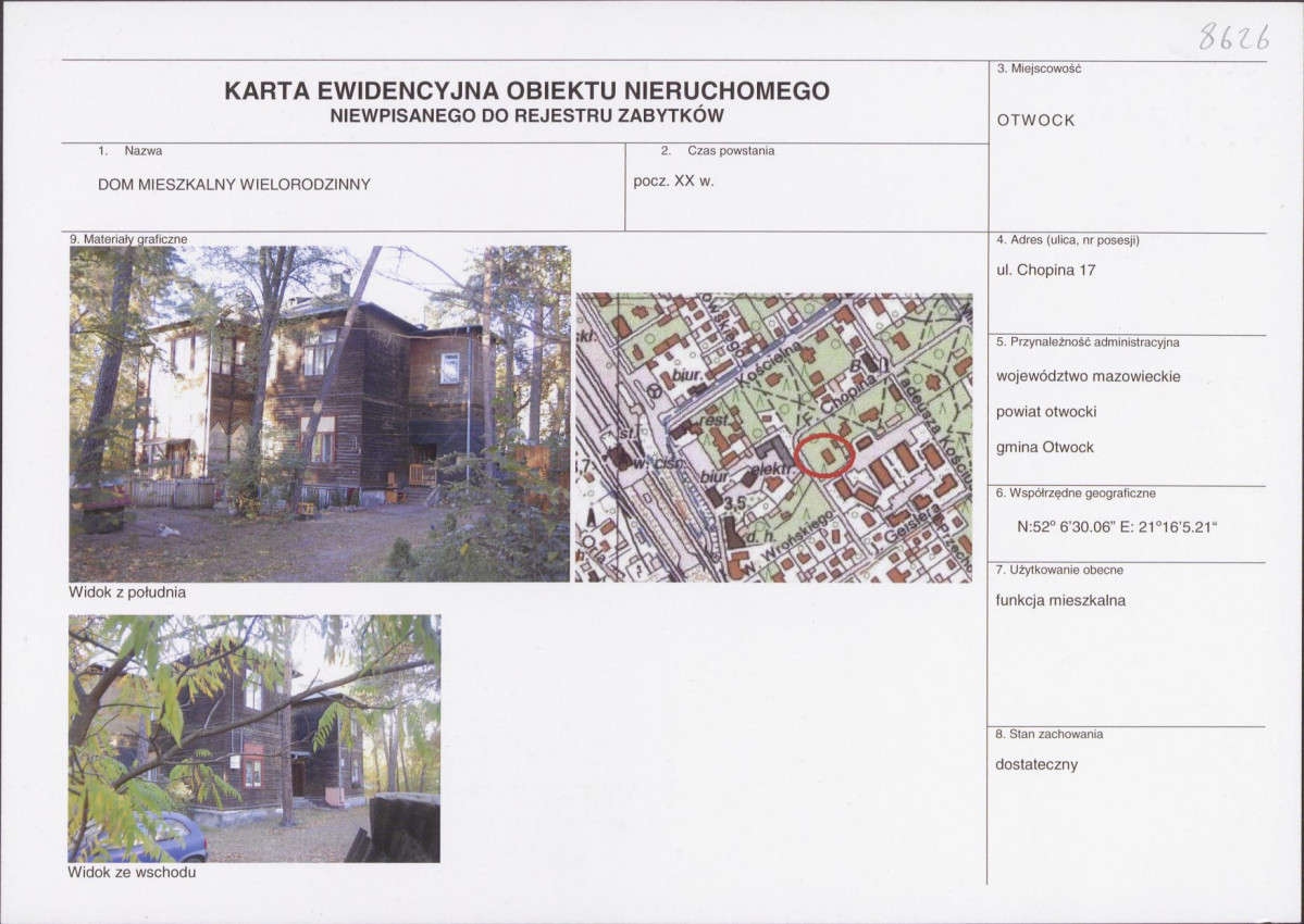 KEZN - Karta obiektu niewpisanego do rejestru, skan nr 1