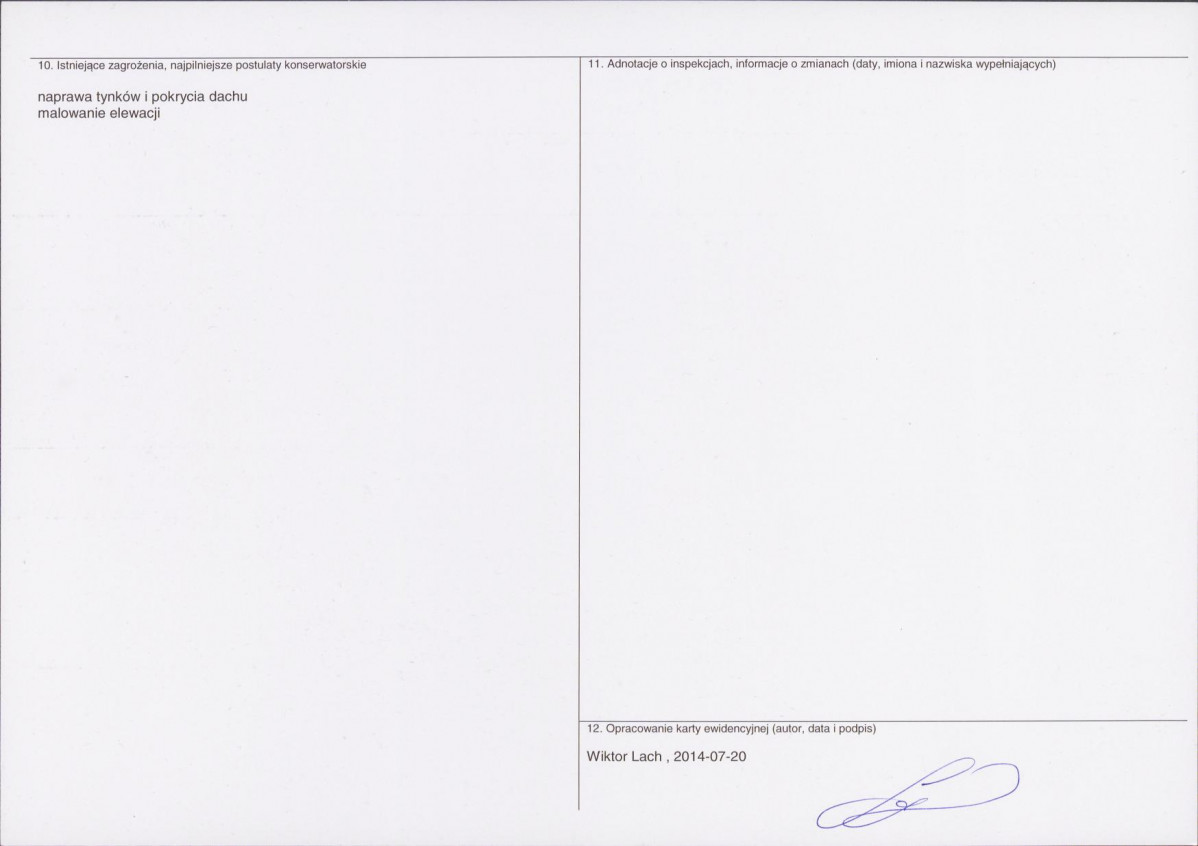 Karta obiektu niewpisanego do rejestru, skan nr 2