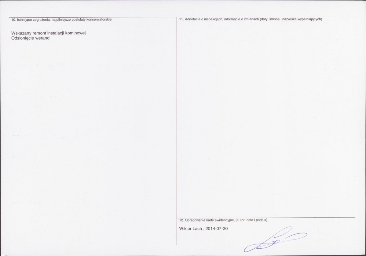 KEZN - Karta obiektu niewpisanego do rejestru, skan nr 2