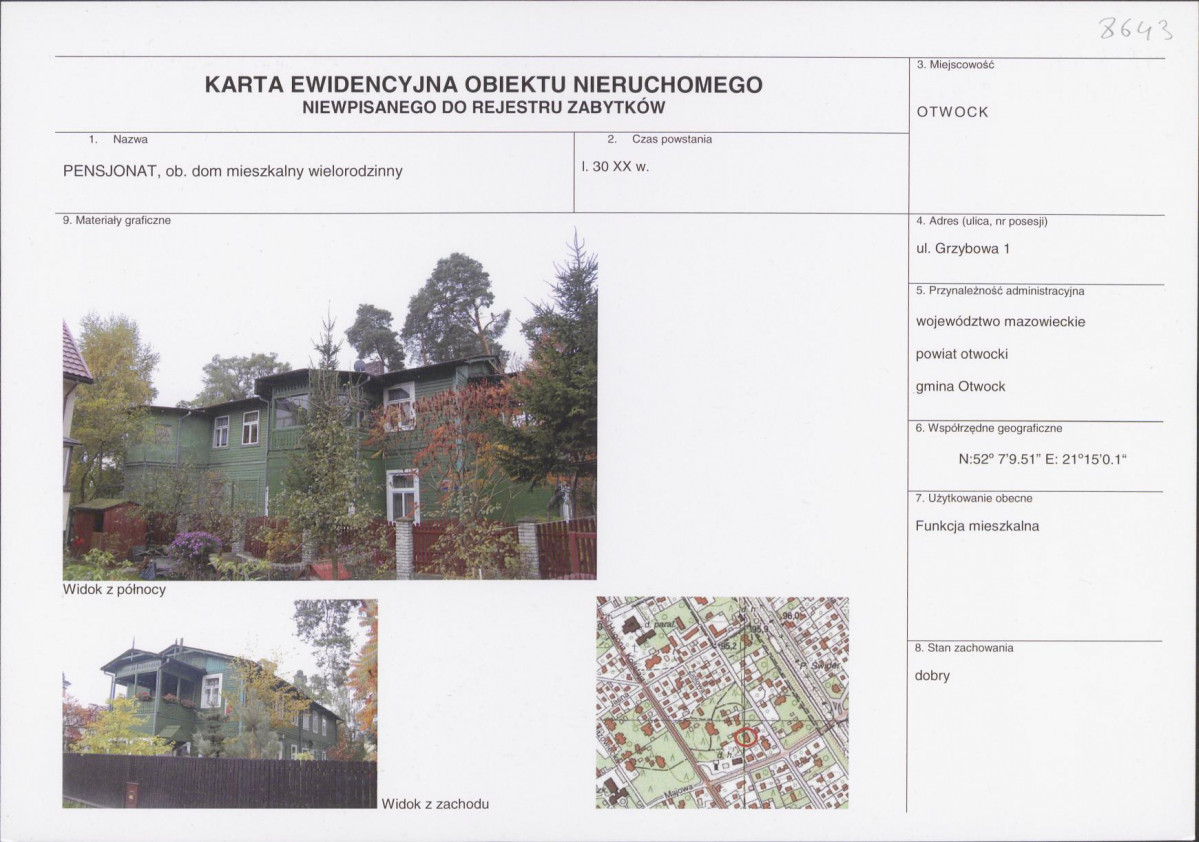 KEZN - Karta obiektu niewpisanego do rejestru, skan nr 1