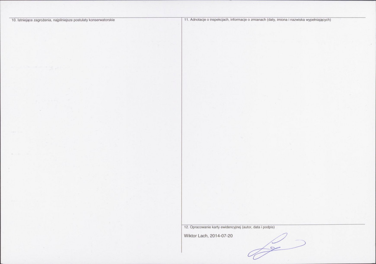 KEZN - Karta obiektu niewpisanego do rejestru, skan nr 2