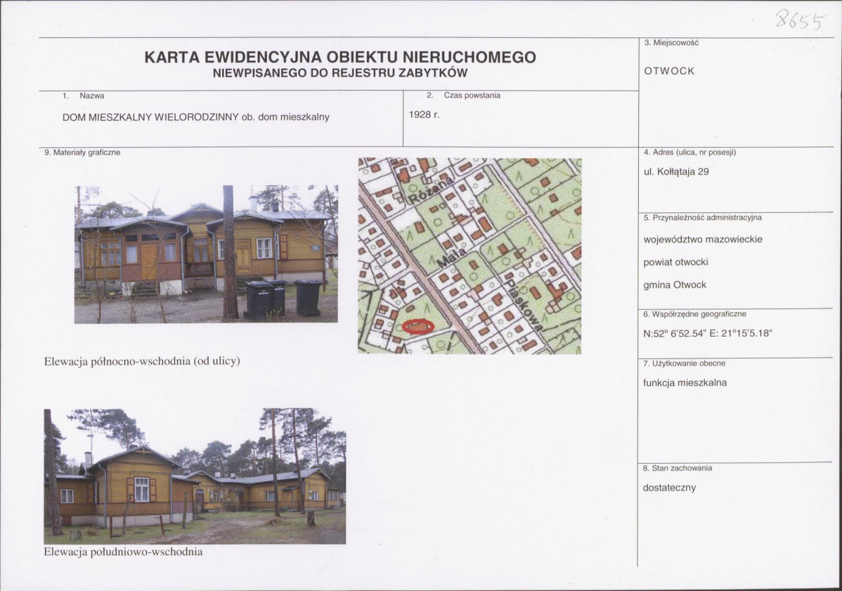 KEZN - Karta obiektu niewpisanego do rejestru, skan nr 1