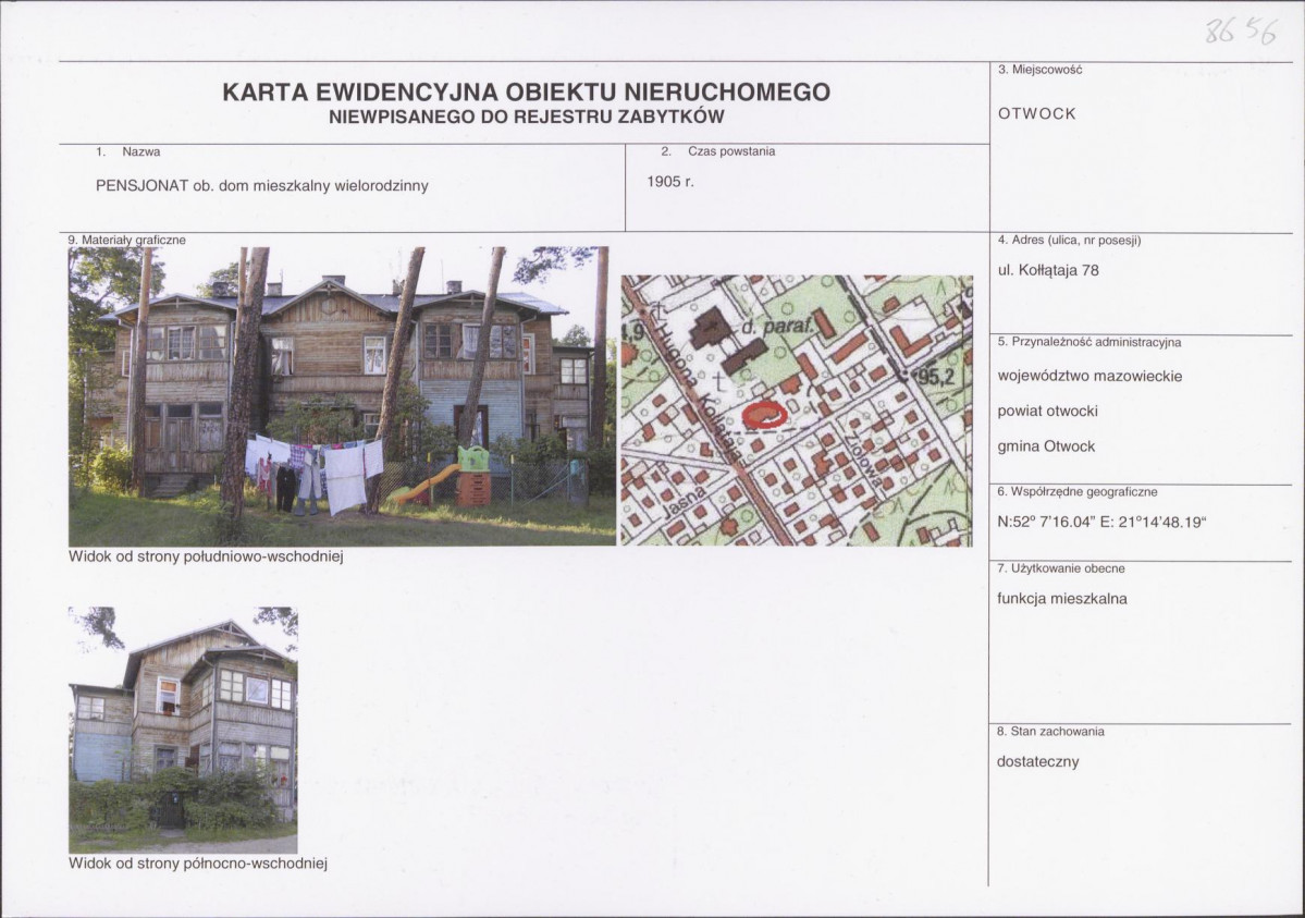 KEZN - Karta obiektu niewpisanego do rejestru, skan nr 1