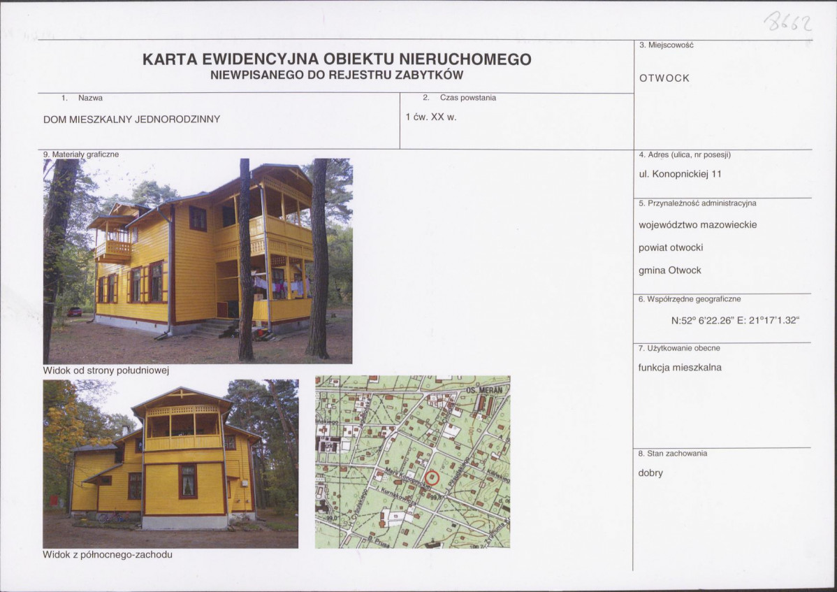 KEZN - Karta obiektu niewpisanego do rejestru, skan nr 1