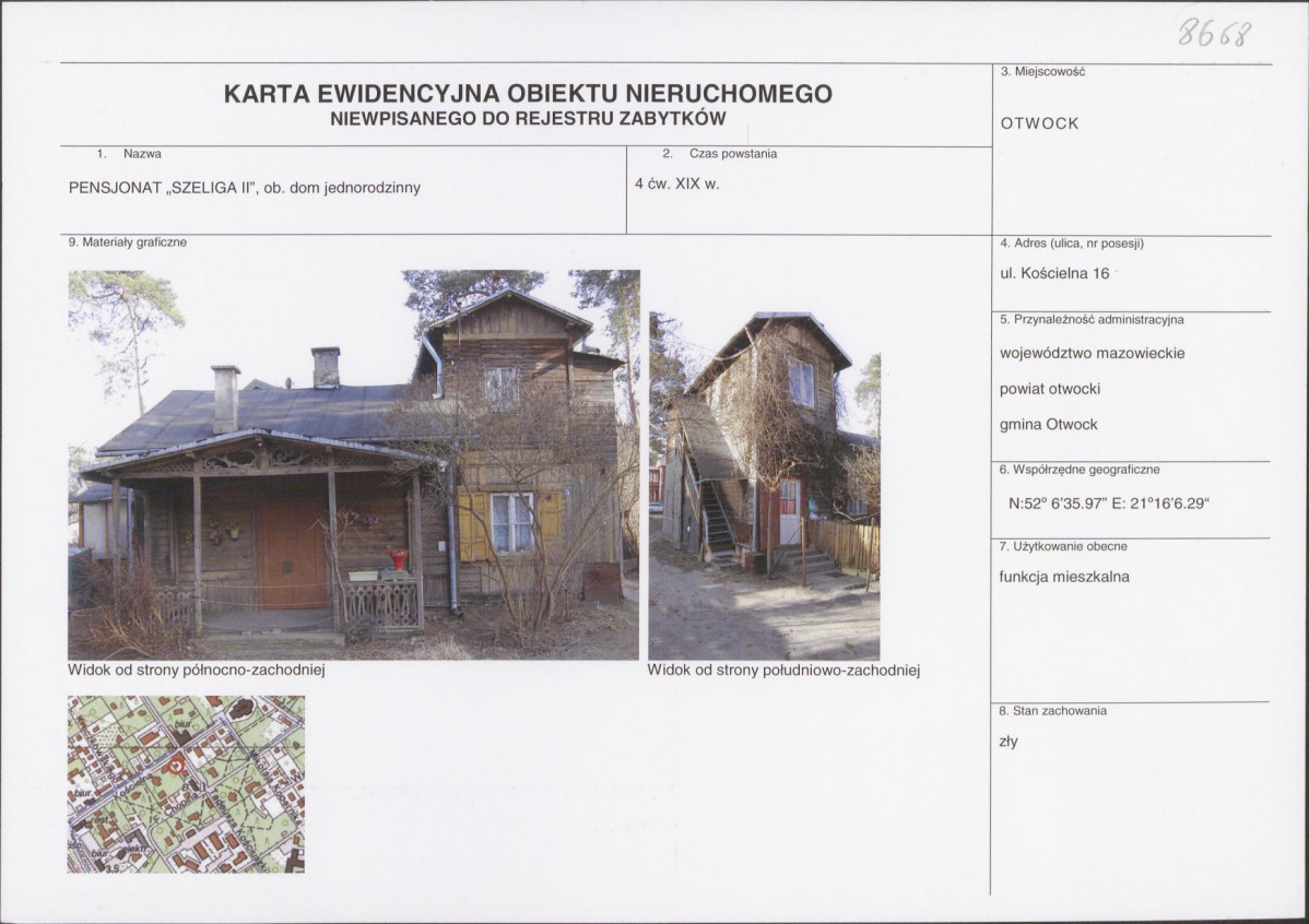 Karta obiektu niewpisanego do rejestru, skan nr 1