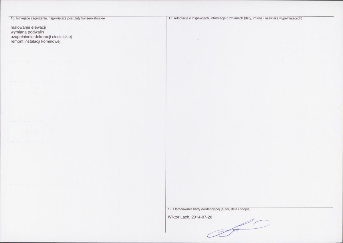 KEZN - Karta obiektu niewpisanego do rejestru, skan nr 2