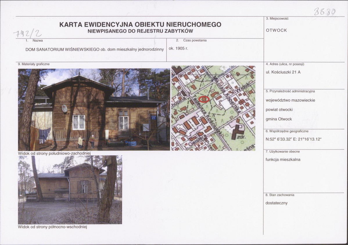 KEZN - Karta obiektu niewpisanego do rejestru, skan nr 1
