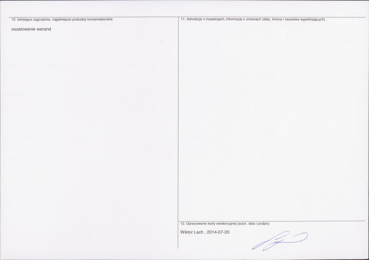 Karta obiektu niewpisanego do rejestru, skan nr 2
