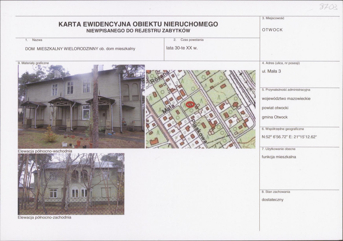 KEZN - Karta obiektu niewpisanego do rejestru, skan nr 1
