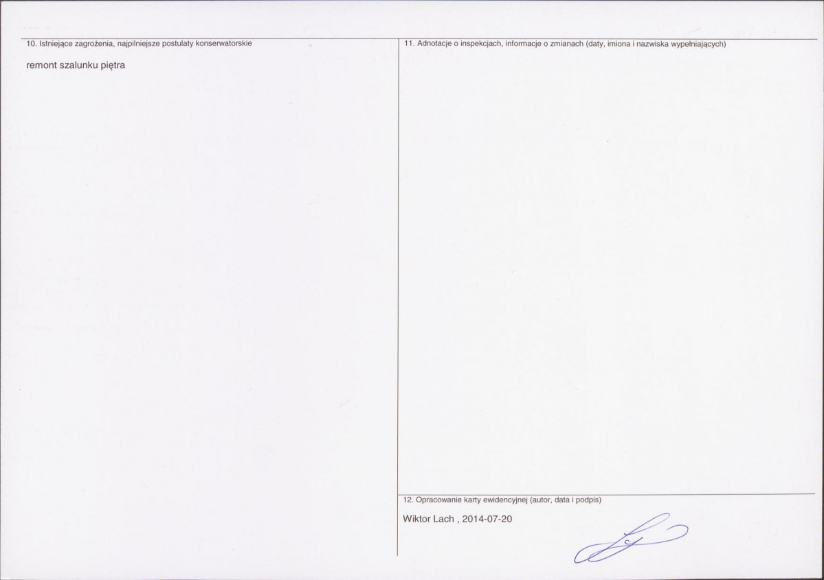 KEZN - Karta obiektu niewpisanego do rejestru, skan nr 2