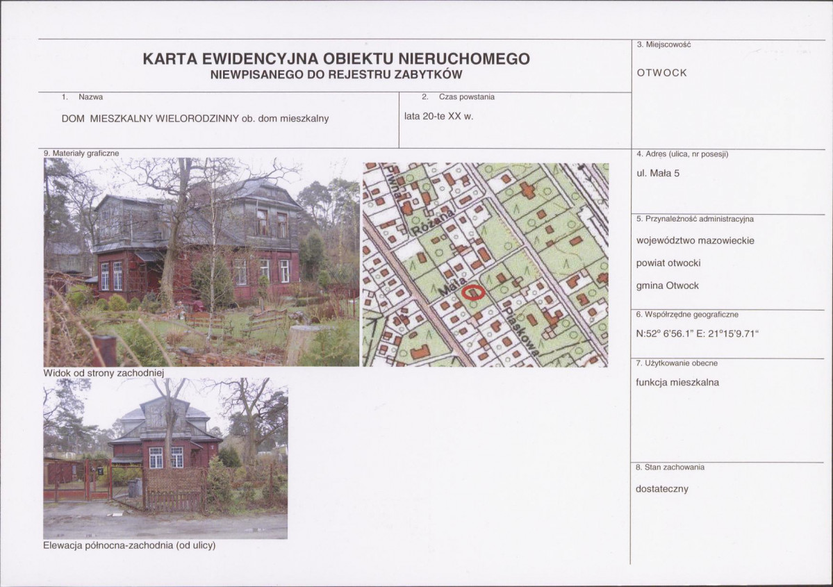 KEZN - Karta obiektu niewpisanego do rejestru, skan nr 1