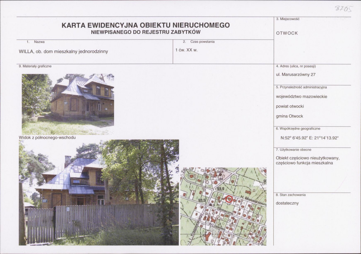 KEZN - Karta obiektu niewpisanego do rejestru, skan nr 1